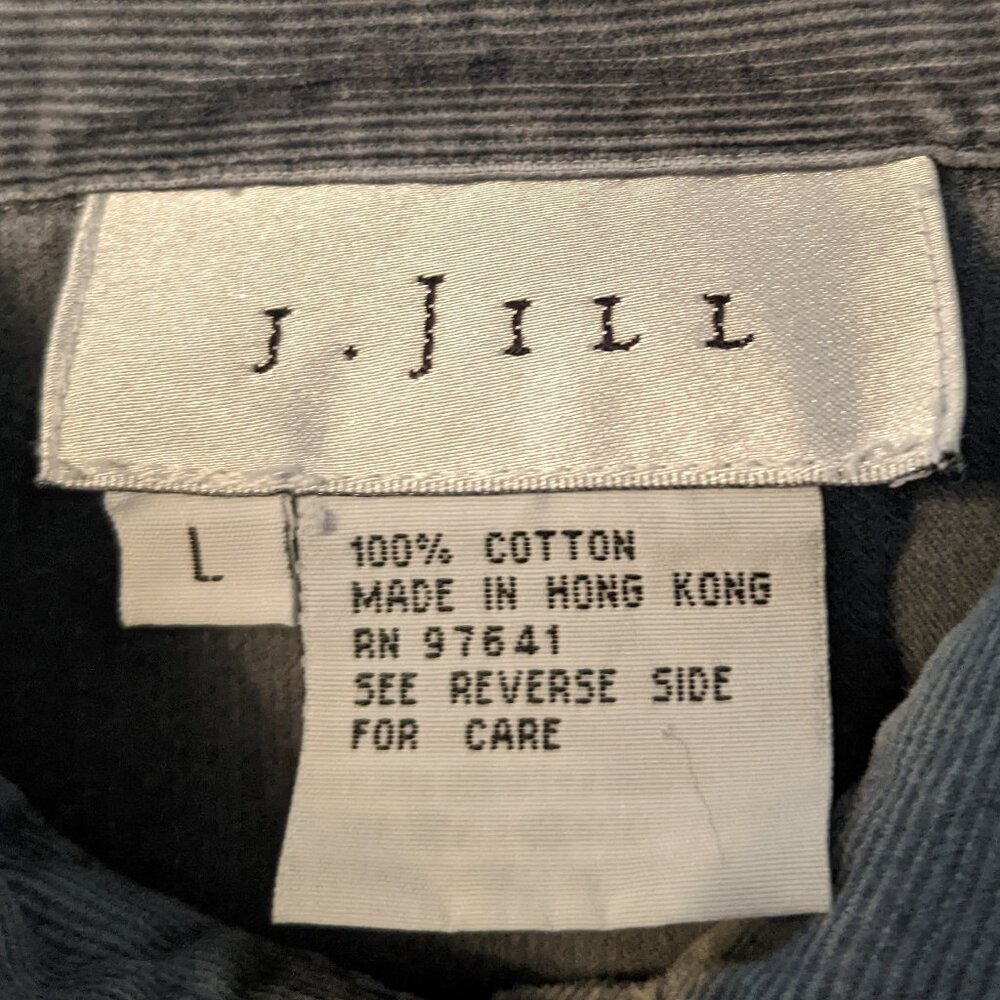 J Jill Corduroy Button Up Shirt Top L Gray Cotton Minimalist Capsule Wardrobe - Picture 6 of 8
